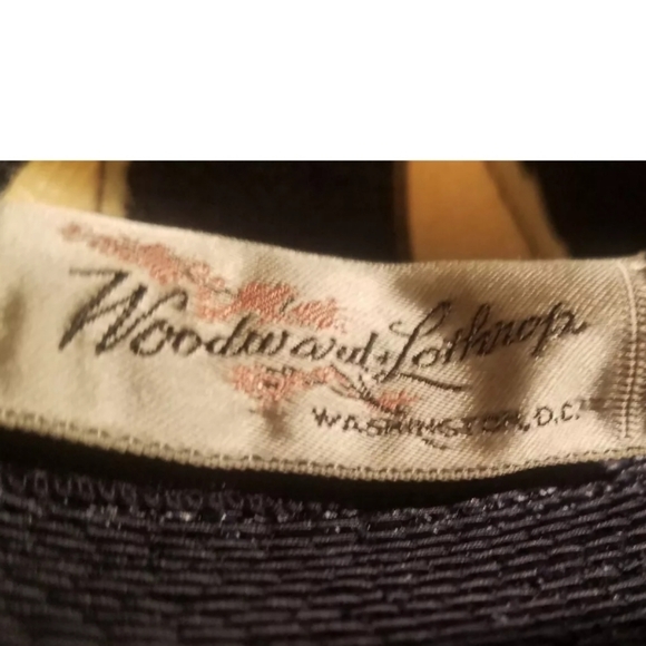 Vtg Blue and White Striped Straw Hat - Woodward & Lothrop Washington D.C. Sz 6 - Picture 6 of 13